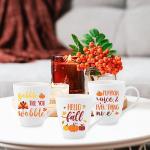 Whaline 6 Pack Fall Mugs 11oz Hello Fall Thanksgiving Coffee Mug Pumpkin Turkey Maple Leaf Ceramic Mugs Autumn Season Party Cups for Home School Office Table Centerpieces Housewarming Gift