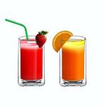 Sun's Tea 13oz Ultra Clear Strong Double Wall Thermal Insulated Highball Drinking Glasses for Beer, Coffee, Juice, Smoothie, Mojito, Soda, Milk and Mixed Beverages, Set of 2 (real glass, not-plastic)