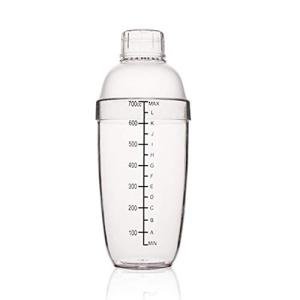 FEOOWV Plastic Cocktail Shaker, Hand Drink Mixer Boba Tea Shaker Cup with Scales,Bar Tool Transparent (24 oz / 700cc)