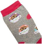 K. Bell Women's Playful Animals Novelty Casual Crew Socks, Hedgehog Teacups (Grey), Shoe Size: 4-10