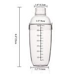 FEOOWV Plastic Cocktail Shaker, Hand Drink Mixer Boba Tea Shaker Cup with Scales,Bar Tool Transparent (24 oz / 700cc)