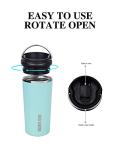 GiNT 17oz Travel Tea Mug with Infuser and Two Lid. Vacuum Insulated 316 Stainless Steel Travel Coffee Mug. Dishwasher Safe Tea Cup with Tea Strainer for Hot and Cold Brew Coffee or Tea(Green)