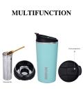 GiNT 17oz Travel Tea Mug with Infuser and Two Lid. Vacuum Insulated 316 Stainless Steel Travel Coffee Mug. Dishwasher Safe Tea Cup with Tea Strainer for Hot and Cold Brew Coffee or Tea(Green)