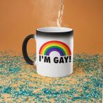 Turtle Straws I'm Gay Rainbow Heat Change Mug - Funny Rude Mug - Message Appears as it Heats - Perfect Novelty Gag Gift, best funny gifts and pride accessories