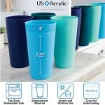 US Acrylic Newport 32 ounce Unbreakable Plastic Stackable Iced-Tea Tumblers in 4 Coastal Colors | Set of 12 Drinking Cups | Reusable, BPA-free, Made in the USA, Top-rack Dishwasher and Microwave Safe