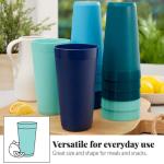 US Acrylic Newport 32 ounce Unbreakable Plastic Stackable Iced-Tea Tumblers in 4 Coastal Colors | Set of 12 Drinking Cups | Reusable, BPA-free, Made in the USA, Top-rack Dishwasher and Microwave Safe