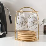 LUKA Ceramic Demitasse Espresso Cups Set with Saucers and Metal Stand, 8 oz Porcelain Stackable Cappuccino Cups Teacup For Tea, Espresso, Latte, Coffee, Cafe Mocha, Set of 4, White