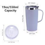 MEBRUDY 19oz Insulated Coffee Mug with Lid, Leak Proof Double Wall Vacuum Travel Coffee Mug with Handle, Light Purple