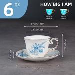 Agyiuns tea cups and saucers ceramic coffee mug 6oz for Coffee, Latte, Cafe Mocha and Tea-Set of 4,Blue