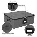 Mug Storage Box with Dividers, China Storage Containers for Tea Cups and Coffee Mugs with Zipper Lid and Rivet Reinforced Handles, Hard Shell and Stackable (Black)