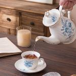 Agyiuns tea cups and saucers ceramic coffee mug 6oz for Coffee, Latte, Cafe Mocha and Tea-Set of 4,Blue