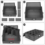 Mug Storage Box with Dividers, China Storage Containers for Tea Cups and Coffee Mugs with Zipper Lid and Rivet Reinforced Handles, Hard Shell and Stackable (Black)