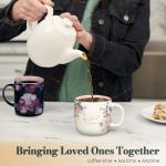 Christian Art Gifts Large Inspirational Ceramic Coffee & Tea Mug for Women: Be Still & Know Encouraging Bible Verse Psalm, Cute Novelty Non-toxic Sturdy Beverage Cup, White/Pink/Blue Floral, 14 oz.