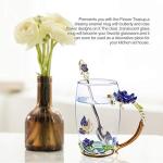 Vinciph Novelty Butterfly Flower Enamel Glass Tea Cup with Spoon Set & Gifts Box for Birthday/Father's Day Mothers Day/Valentines Day/Wedding/Christmas Day Gift (12 oz)