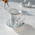 Fuukou Blue and White Porcelain Teacup,Chinese Hand-Painted Ceramic Tea Cup 12 OZ,Traditional Japanese Vintage Ocean Style Design,Microwave & Dishwasher Safe,Elegant Gift for Tea Lovers