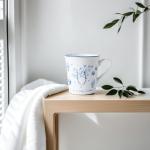 Fuukou Blue and White Porcelain Teacup,Chinese Hand-Painted Ceramic Tea Cup 12 OZ,Traditional Japanese Vintage Ocean Style Design,Microwave & Dishwasher Safe,Elegant Gift for Tea Lovers