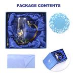 Vinciph Novelty Butterfly Flower Enamel Glass Tea Cup with Spoon Set & Gifts Box for Birthday/Father's Day Mothers Day/Valentines Day/Wedding/Christmas Day Gift (12 oz)