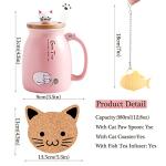 BigNoseDeer Kawaii Tea Cup with Infuser Cute Cat Mug Ceramic Coffee Mug Tea Mug Pink Cute Cool Preppy Stuff Gifts for Women Cat lover Gifts 13oz