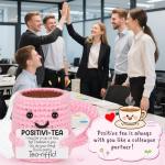 Mini Positive Crochet Tea Cup Birthday Gifts for Women Friend Sister, Bosses Day Christmas White Elephant Gifts for Teen, Emotional Cheer Up Support Gifts for Coworker Handmade Cute Stocking Stuffers