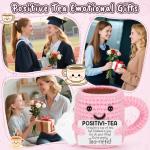 Mini Positive Crochet Tea Cup Birthday Gifts for Women Friend Sister, Bosses Day Christmas White Elephant Gifts for Teen, Emotional Cheer Up Support Gifts for Coworker Handmade Cute Stocking Stuffers