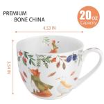 MFoffice Autumn Forest Animal Mug - 20 oz Bone China Coffee Mug with Fox, Squirrel & Duck, Cozy Fall Gift for Nature Lovers and Friends, Designed in England by Harvest Green Studio