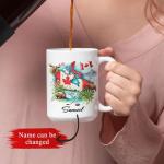 Unique Canadian Nature Inspired Coffee Mug, Custom Name White Mug 11oz 15oz, Personalized Cute Wildlife Ceramic Coffee Cup, Custom Canada Themed Souvenir Cup, Gifts for Travelers