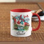 Unique Canadian Nature Inspired Coffee Mug, Custom Name White Mug 11oz 15oz, Personalized Cute Wildlife Ceramic Coffee Cup, Custom Canada Themed Souvenir Cup, Gifts for Travelers