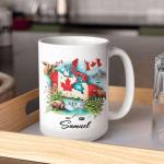 Unique Canadian Nature Inspired Coffee Mug, Custom Name White Mug 11oz 15oz, Personalized Cute Wildlife Ceramic Coffee Cup, Custom Canada Themed Souvenir Cup, Gifts for Travelers