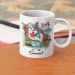 Unique Canadian Nature Inspired Coffee Mug, Custom Name White Mug 11oz 15oz, Personalized Cute Wildlife Ceramic Coffee Cup, Custom Canada Themed Souvenir Cup, Gifts for Travelers