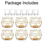 Hewory Geometric Tealight Candle Holders Gold, Modern Metal Geo Wedding Centerpieces for Table, Votive Candle Stand Accent for Tea Light for Home Shelf Mantel Christmas Birthday Party Decor, 6pcs