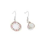 Vintage Ceramic Drop Earrings for Women,Flower Teacup Dinnerware Pendant Earrings,Trendy Ceramic Jewelry for Women (Pink)