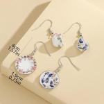 Vintage Ceramic Drop Earrings for Women,Flower Teacup Dinnerware Pendant Earrings,Trendy Ceramic Jewelry for Women (Pink)