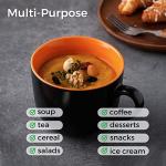 GBhome Jumbo Soup Mugs with Handles, 24 Oz Large Coffee Mugs Set of 4, Ceramic Soup bowls for Soup Cereal Snacks Salad Noodles Cups, Microwave safe - Matte Black, Colorful Inside