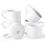 GBHOME 14 OZ Coffee Mugs Set of 6, Stackable Ceramic Mugs for Men, Women, Modern Coffee Mugs With Stable Base for Latte,Tea,Cappuccino. Dishwasher & Microwave Safe, White