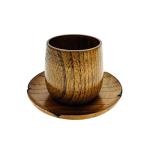 JapanBargain 4103+4079, Wooden Tea Cup and Saucer Set Wooden Water Mug Coffee Mug Japanese Zen Style Teacup 4 ounce