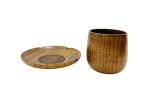 JapanBargain 4103+4079, Wooden Tea Cup and Saucer Set Wooden Water Mug Coffee Mug Japanese Zen Style Teacup 4 ounce