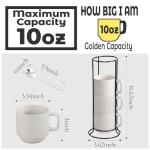 SPIPER Stackable Coffee Mug Set of 4 with Stand, 10oz Ceramic Cups with Spoons – Ribbed Porcelain Mugs for Tea, Latte, Cappuccino – Microwave & Dishwasher Safe – Gift for Home & Office Use (White)