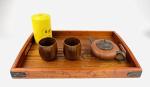 JapanBargain 4103+4079, Wooden Tea Cup and Saucer Set Wooden Water Mug Coffee Mug Japanese Zen Style Teacup 4 ounce