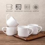 GBHOME 14 OZ Coffee Mugs Set of 6, Stackable Ceramic Mugs for Men, Women, Modern Coffee Mugs With Stable Base for Latte,Tea,Cappuccino. Dishwasher & Microwave Safe, White