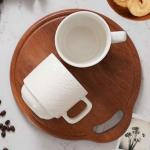 SPIPER Stackable Coffee Mug Set of 4 with Stand, 10oz Ceramic Cups with Spoons – Ribbed Porcelain Mugs for Tea, Latte, Cappuccino – Microwave & Dishwasher Safe – Gift for Home & Office Use (White)