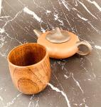 JapanBargain 4103+4079, Wooden Tea Cup and Saucer Set Wooden Water Mug Coffee Mug Japanese Zen Style Teacup 4 ounce