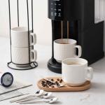 SPIPER Stackable Coffee Mug Set of 4 with Stand, 10oz Ceramic Cups with Spoons – Ribbed Porcelain Mugs for Tea, Latte, Cappuccino – Microwave & Dishwasher Safe – Gift for Home & Office Use (White)