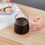 Aquach 16 Oz Glass Coffee Tea Cups, Clear Mugs with Handle, Microwave and Dishwasher safe Home Office Mug Perfect for Americano Latte Hot Beverages, 2-Pack