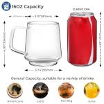 Aquach 16 Oz Glass Coffee Tea Cups, Clear Mugs with Handle, Microwave and Dishwasher safe Home Office Mug Perfect for Americano Latte Hot Beverages, 2-Pack