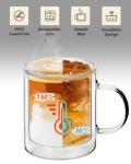 LIBWYS 12oz Double Wall Coffee Mugs (4-Pack) - Insulated Borosilicate Glass Cups with Handle for Espresso, Cappuccino, Latte - Heat Resistant, Dishwasher Safe Hot/Cold Beverage Glasses 350ml