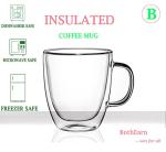 BothEarn Double Wall Glass Coffee Mug - 19 Ounce (560 ml) Insulated Clear Latte Cup with Handle, Great for Espresso Cappuccino and Juice