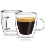 Mfacoy Glass Double Wall Insulated Espresso Cups (Set of 2), 5.4 oz Shots Cup with Handle, Insulated Glasses Mugs, Small Coffee Cups, Shot Glass