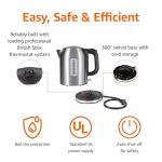Amazon Basics 1.1Qt (1L) Electric Kettle, Tea Kettle & Water Boiler, with Auto Shut-Off, Boil Dry Protection, High-Safety Strix Thermostat, BPA-Free, 1500W, Stainless Steel, New Model, Black & Silver