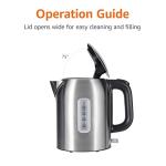 Amazon Basics 1.1Qt (1L) Electric Kettle, Tea Kettle & Water Boiler, with Auto Shut-Off, Boil Dry Protection, High-Safety Strix Thermostat, BPA-Free, 1500W, Stainless Steel, New Model, Black & Silver