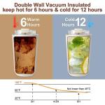 PHILORN Travel Coffee Mug, Coffee Cup-12 OZ Insulated With Lid, White Stainless Steel Coffee Mug with Double Wall, Thermal Cup for Hot & Cold Drinks